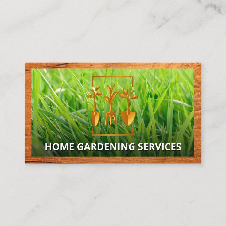 Grass Background Gardening Logo Business Card Zazzle