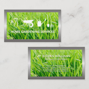 Grass Background   Gardening Services Business Card