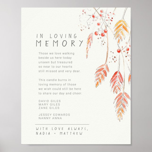 Grass berries fall wedding memorial rememberance poster (Front)
