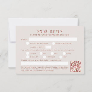 Grass berries tan terracotta watercolor qr code RSVP card