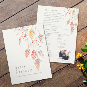 Grass berries watercolor sketch wedding programme