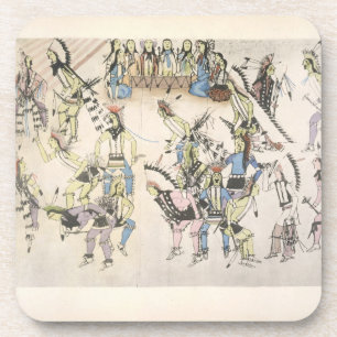 Grass dance (ink on paper) coaster