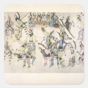 Grass dance (ink on paper) square sticker