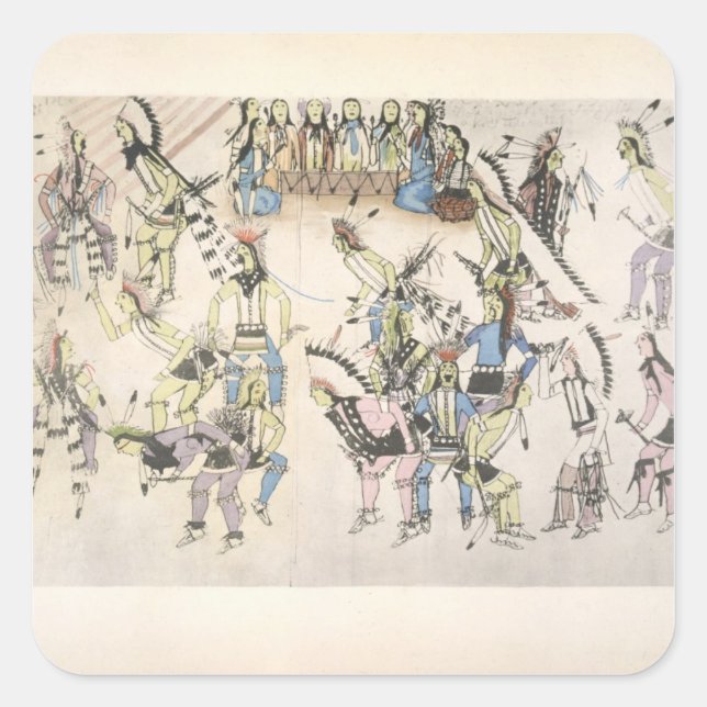 Grass dance (ink on paper) square sticker (Front)