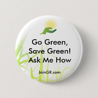 grass, GR_ICONO_LOGO, JoinGR.com, Go Green,Save... 6 Cm Round Badge