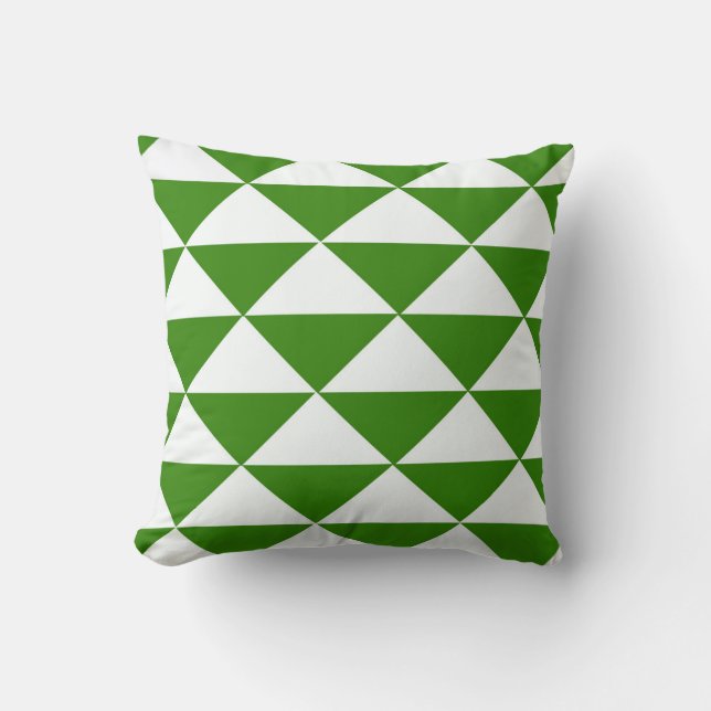 Grass Green and White Triangles Cushion (Front)
