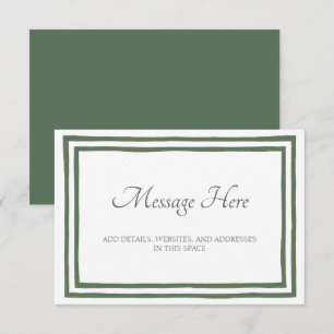 Grass Green Botanical Block Print Wedding Enclosure Card