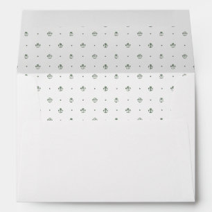 Grass Green Botanical Block Print Wedding Envelope