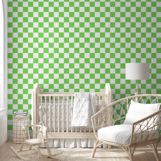 Grass green chequered  wallpaper (Kids)