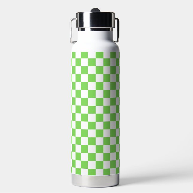 Grass green chequered  water bottle (Front)