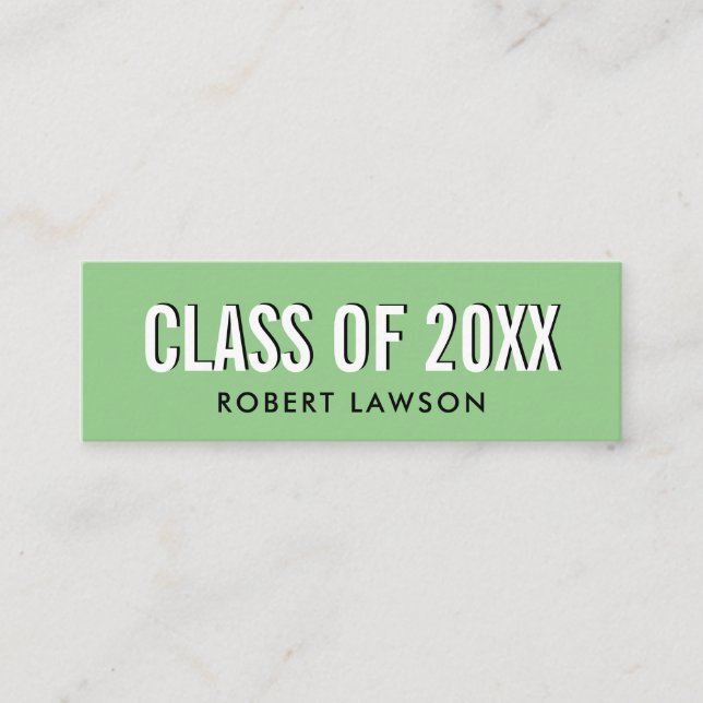 Grass Green Chic Class Graduation Name Card (Front)