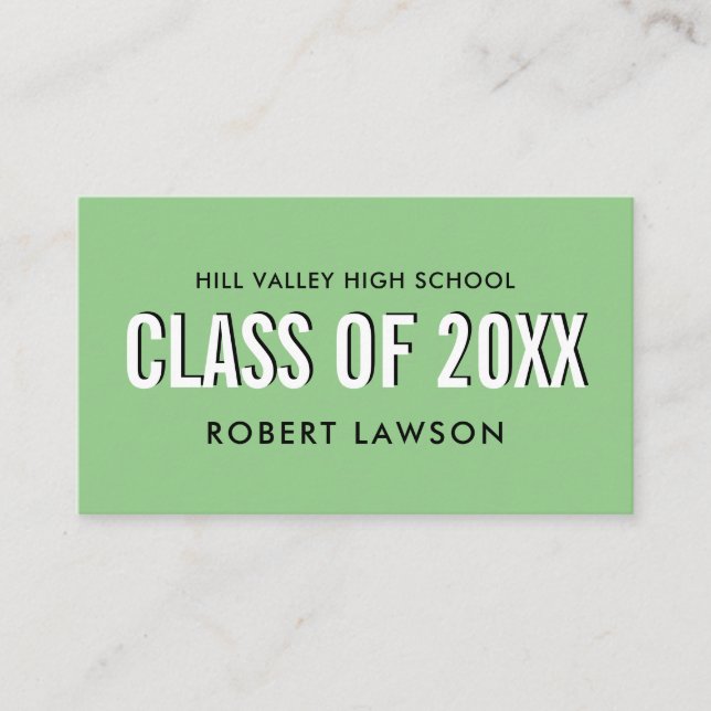 Grass Green Class Graduation Name Social Icon Business Card (Front)