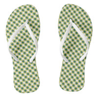 Grass Green Gingham Design Flip Flops