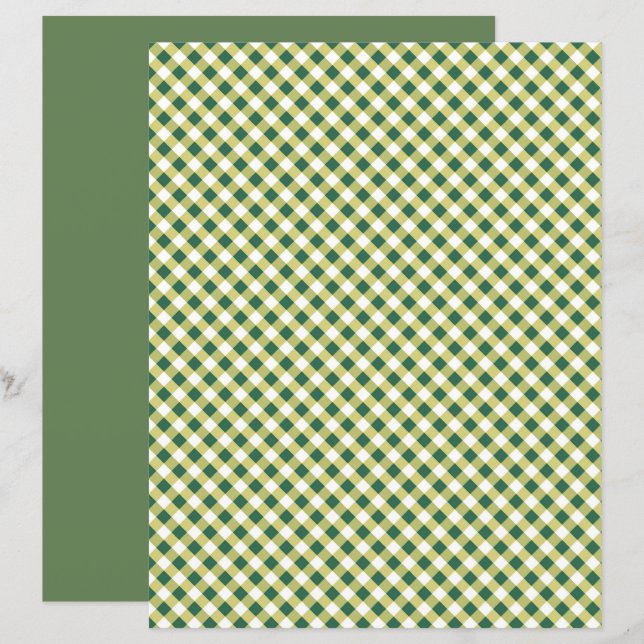 Grass Green Gingham Scrapbook Paper (Front/Back)