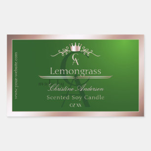 Grass Green Product Label Rose Gold Frame Monogram