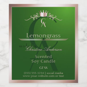 Grass Green Product Label Rose Gold Frame Monogram