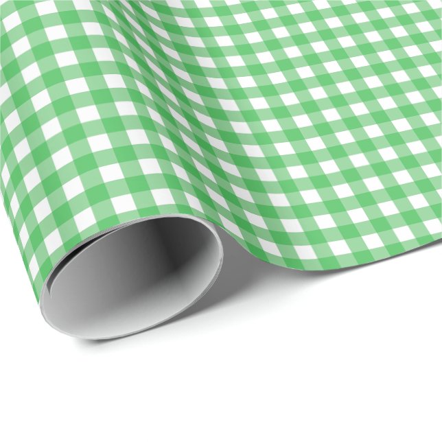 Grass Green Simple Plaid Wrapping Paper (Roll Corner)