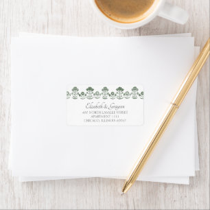 Grass Green & White Botanical Block Print Wedding Label