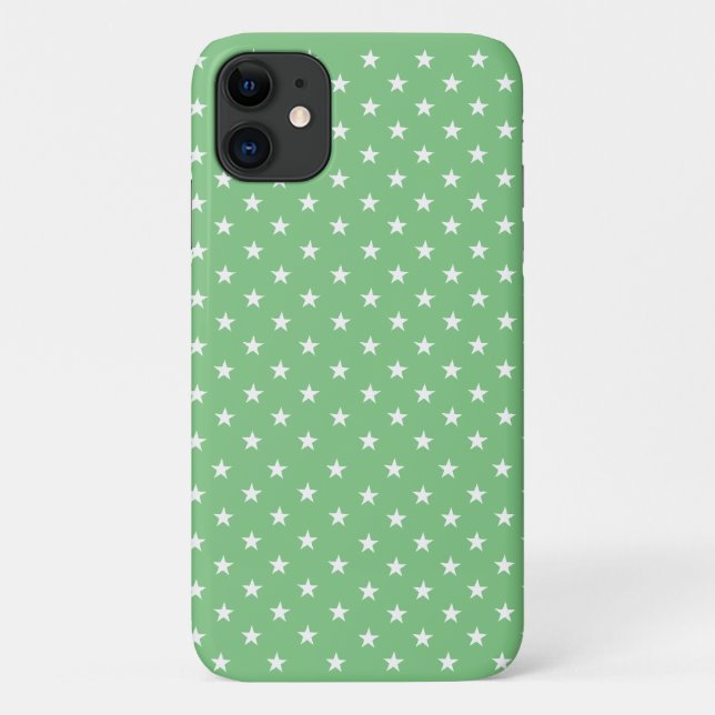 Grass Green White Stars, Stylish, Elegant, Modern Case-Mate iPhone Case (Back)