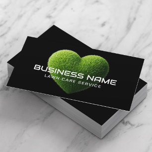 Grass Heart Lawn Care & Landscaping Black Business Card