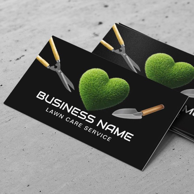 Grass Heart Professional Lawn Care & Landscaping Business Card (Creator Uploaded)