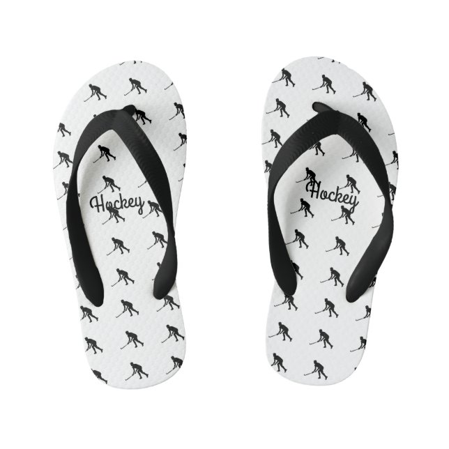 Grass Hockey Player Kid's Flip Flops (Footbed)