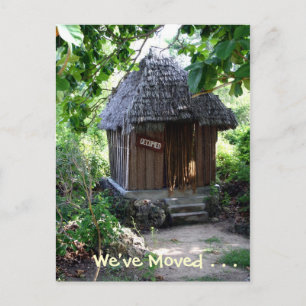 Grass Hut - New Address Postcard