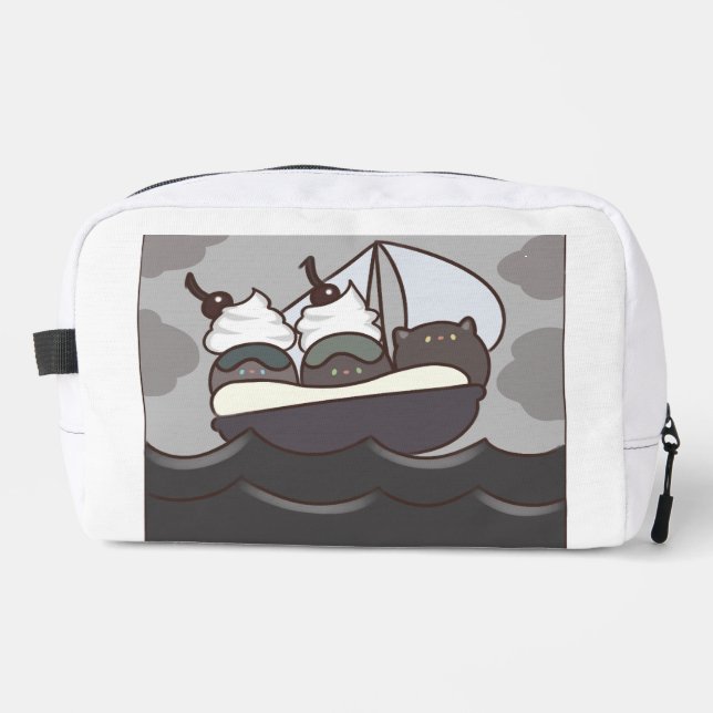 Grass Jelly Cats & Banana Split Boat Cosmetic Bag (Front)
