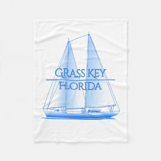 Grass Key Coastal Nautical Sailing Sailor Fleece Blanket