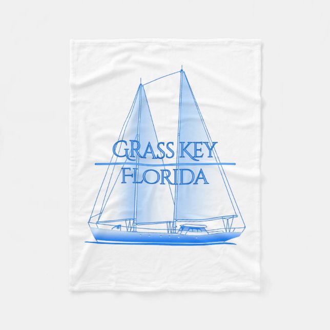 Grass Key Coastal Nautical Sailing Sailor Fleece Blanket (Front)