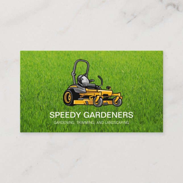 Grass | Landscaper Lawn Mower Icon Business Card (Front)