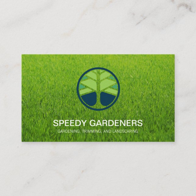Grass | Landscaper Tree Icon Business Card (Front)