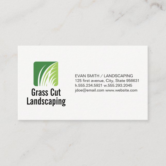 Grass Landscaping Logo Business Card (Front)
