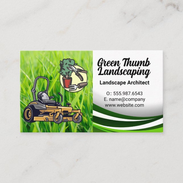 Grass | Lawn Mower | Landscaping Tools Business Card (Front)
