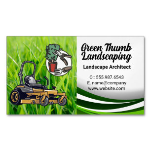 Grass Lawn Mower Landscaping Tools Magnetic Business Card