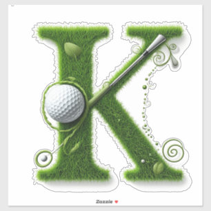 Grass Letter Golf Theme With Balls And Clubs