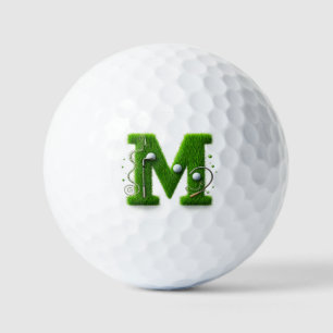 Grass Letter Golf Theme With Balls And Clubs