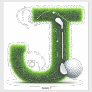 Grass Letter Golf Theme With Balls And Clubs