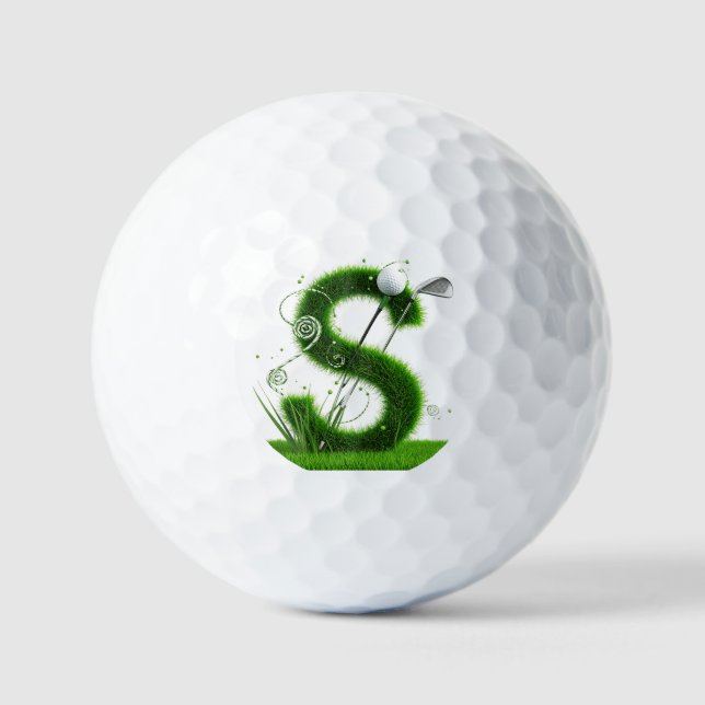 Grass Letter Golf Theme With Balls And Clubs (Front)