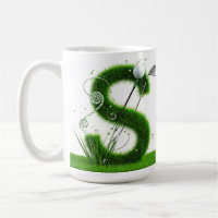 Grass Letter Golf Theme With Balls And Clubs