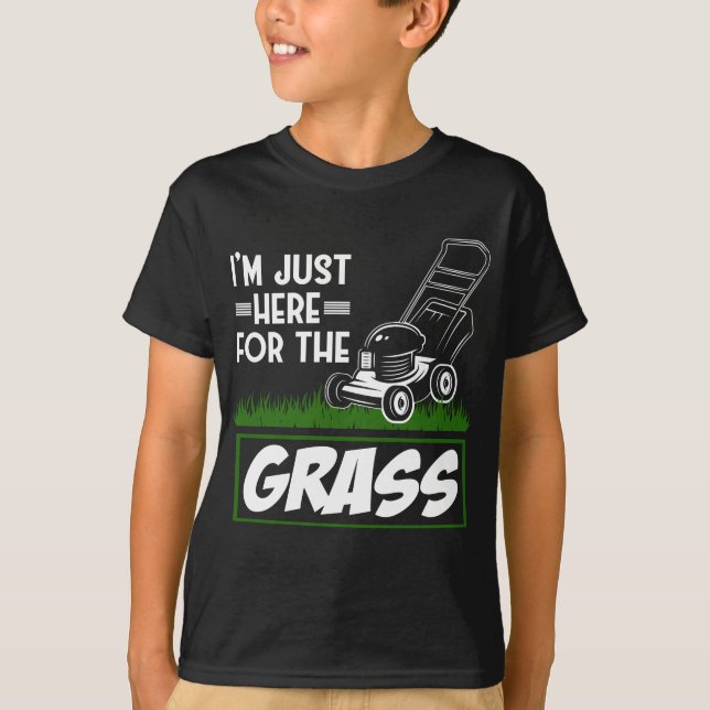Grass Mowing Lawn Care Funny Lawn Mower T-Shirt (Front)