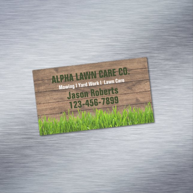 Grass Mowing Yard Lawn Care Landscape Landscaping Magnetic Business Card (In Situ)