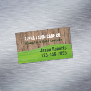 Grass Mowing Yard Lawn Care Landscape Landscaping Magnetic Business Card