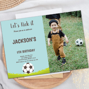 Grass Soccer Birthday Invitation with Photo