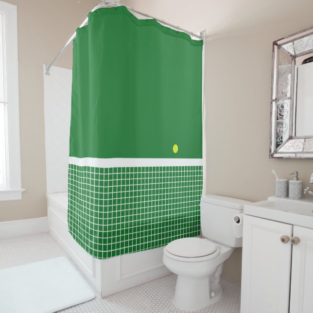Grass ~ Tennis Court with Ball Shower Curtain (In Situ)