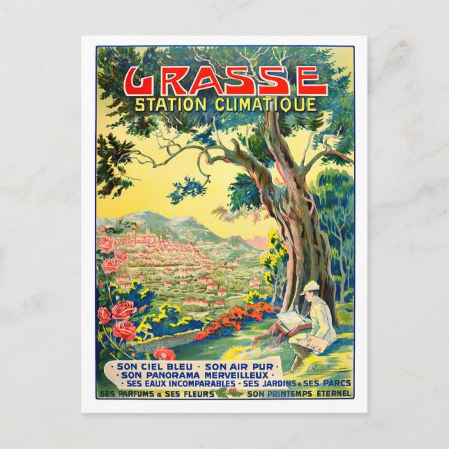 Grasse France vintage travel Postcard (Front)