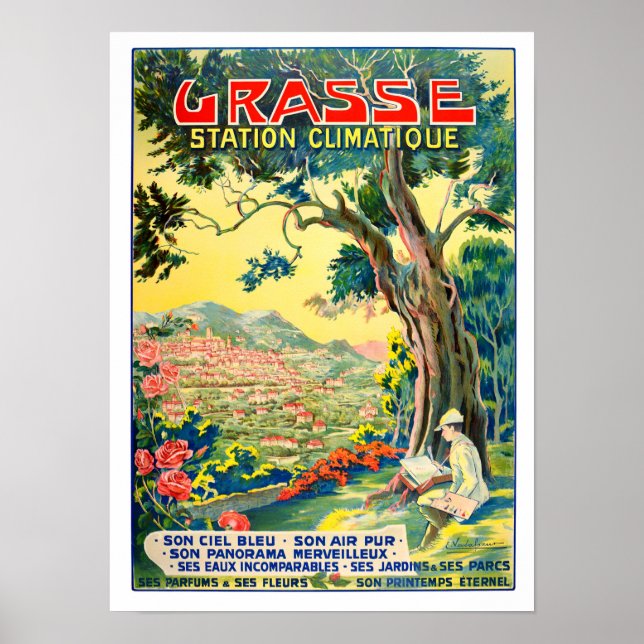 Grasse France vintage travel Poster (Front)