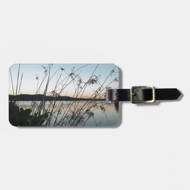 Grasses at lake Sunset Luggage Tag (Front Horizontal)
