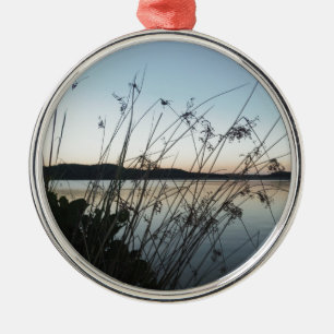 Grasses at lake Sunset Metal Tree Decoration