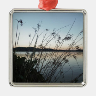 Grasses at lake Sunset Metal Tree Decoration